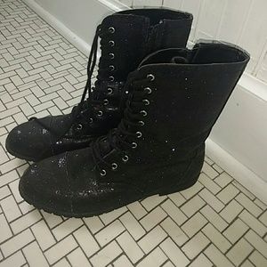 Sparkly combat boots