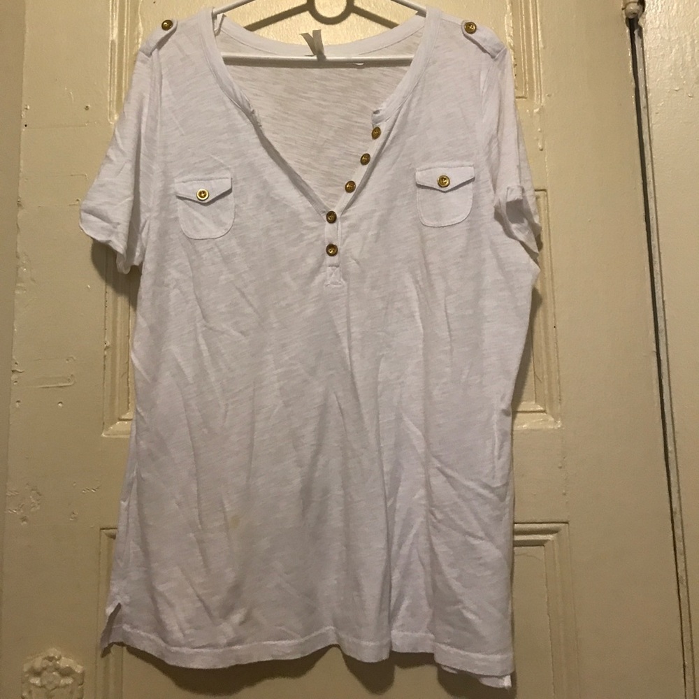 100% Cotton Top w/Gold Button Details & 2 Pockets
