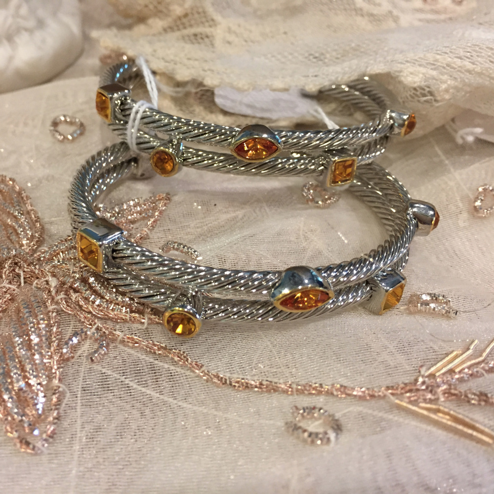 Double Cable Cuff, Topaz Ice