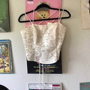 Vintage lace up crop top