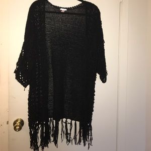 Black kimono with crochet front