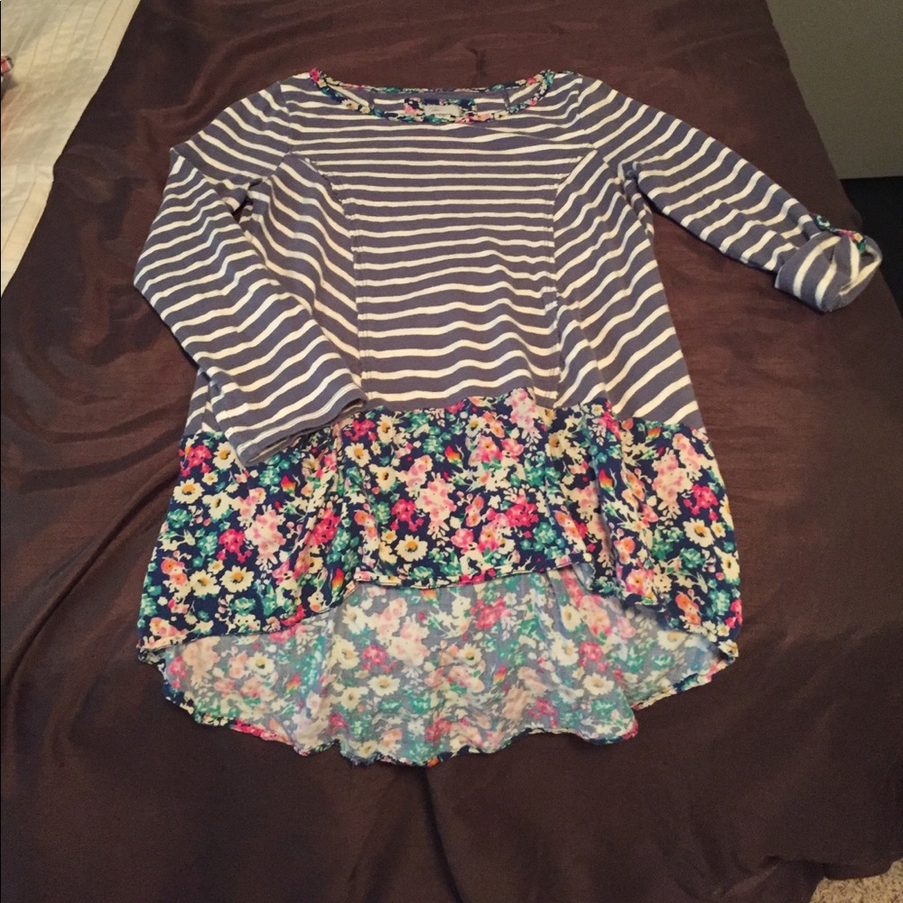 Anthropologie Stripe and floral top