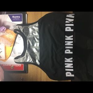 Pink High Neck Sports Bra