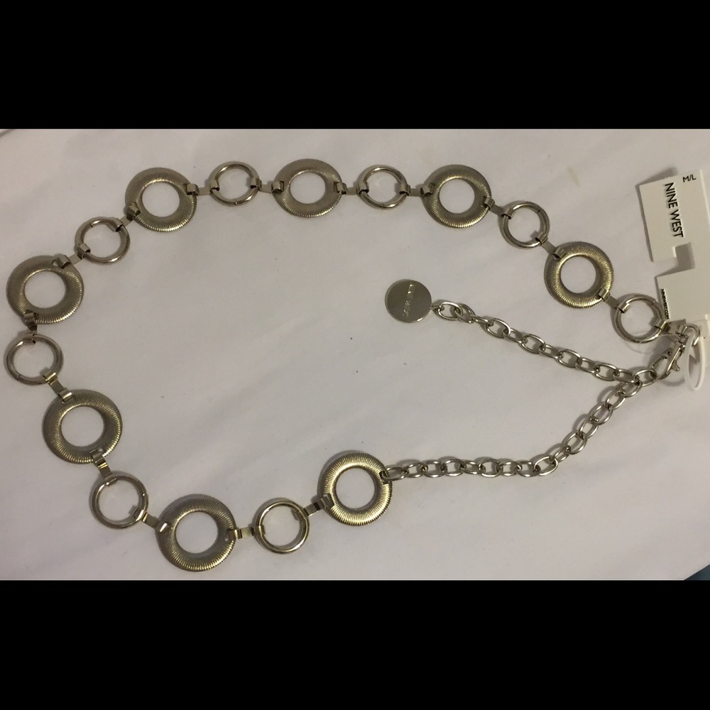 NINE WEST Silver Tone METAL LINK BELT