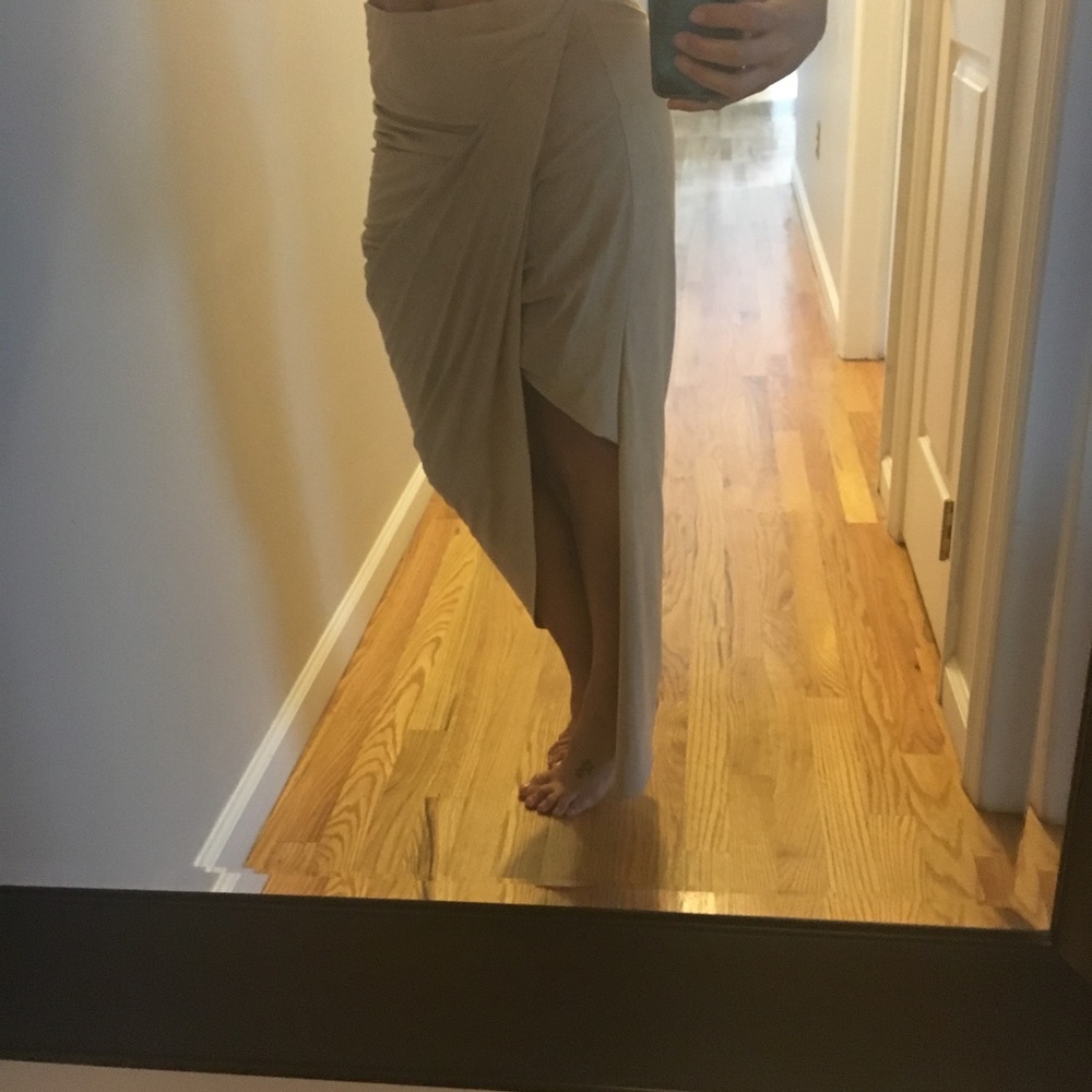 Asymmetrical suede skirt