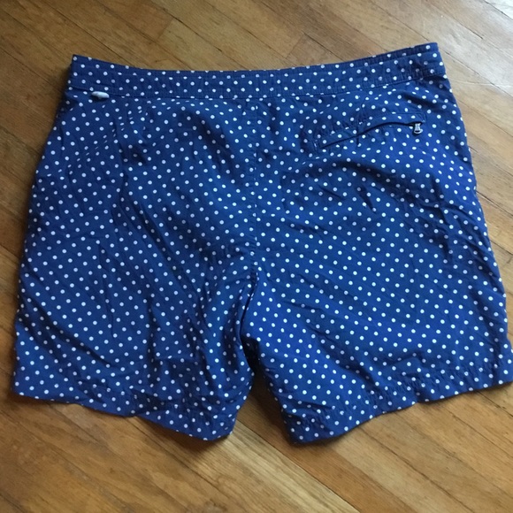 Navy polka dot 6" swim trunks - Picture 3 of 3