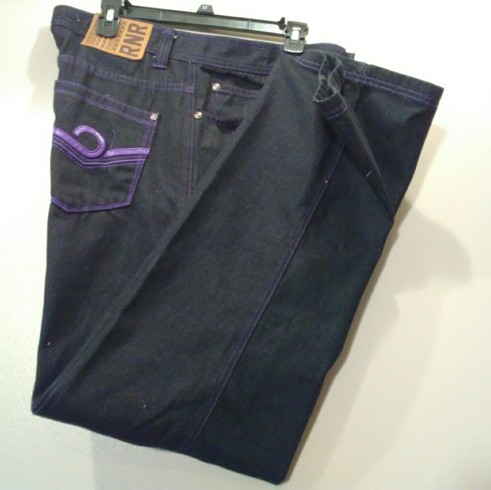 Men Black and Purple Jeans