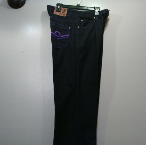 Men Black and Purple Jeans - Picture 2 of 3