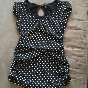 Black polka dot shirt
