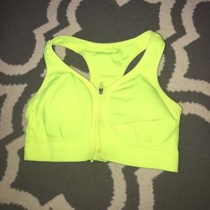 Neon yellow sports bra