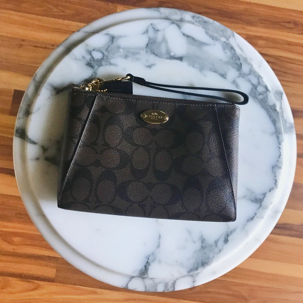 Coach Wristlet--Dark Brown with Black Accents