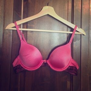 Pink and black bra