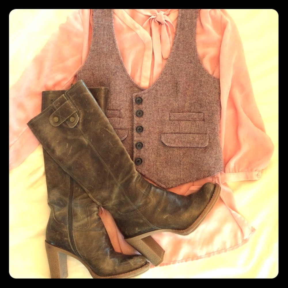 Khaki Green heeled “riding” boots