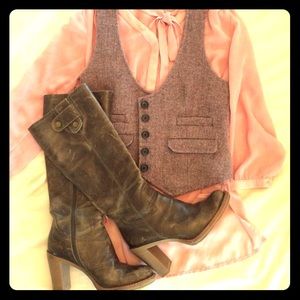 Khaki Green heeled “riding” boots