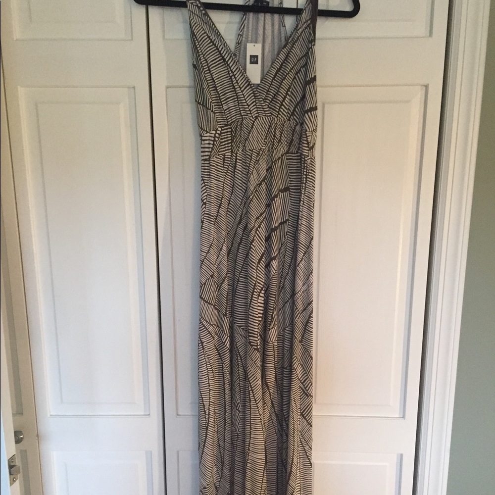Gap Tan/Brown and White Halter Maxi
