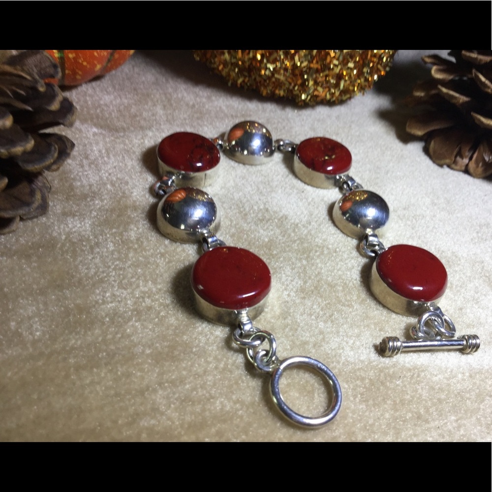Red Jasper Silver Bracelet