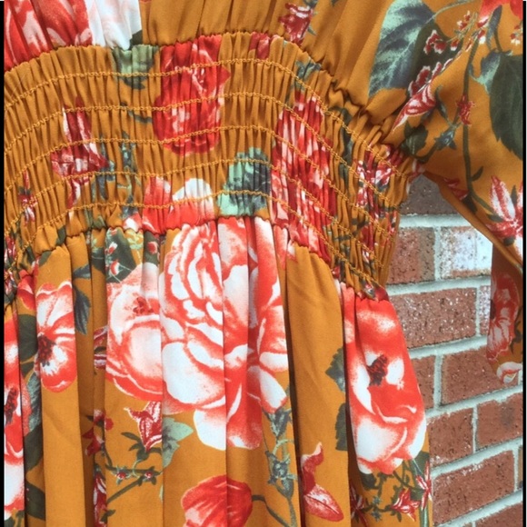 Flower Print Maxi Dress w/Kimono Sleeves - Picture 7 of 8