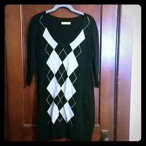 Black Argyle sweater dress