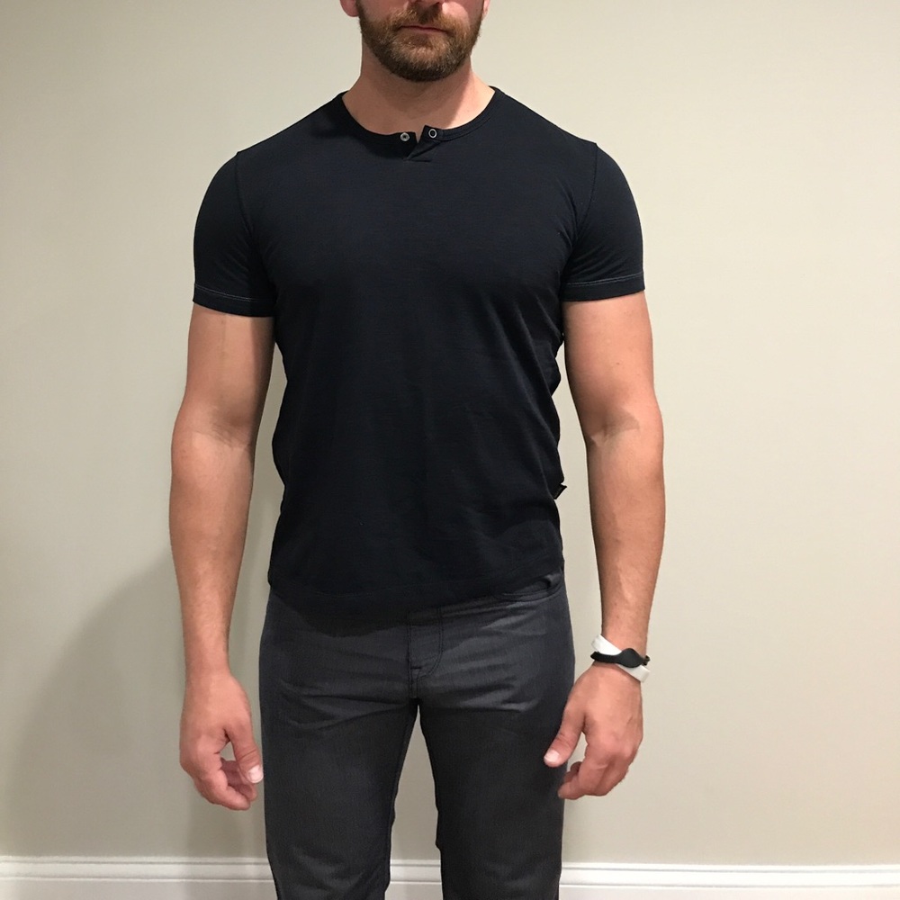 MEN’s HUGO BOSS slim fit navy blue heathered shirt