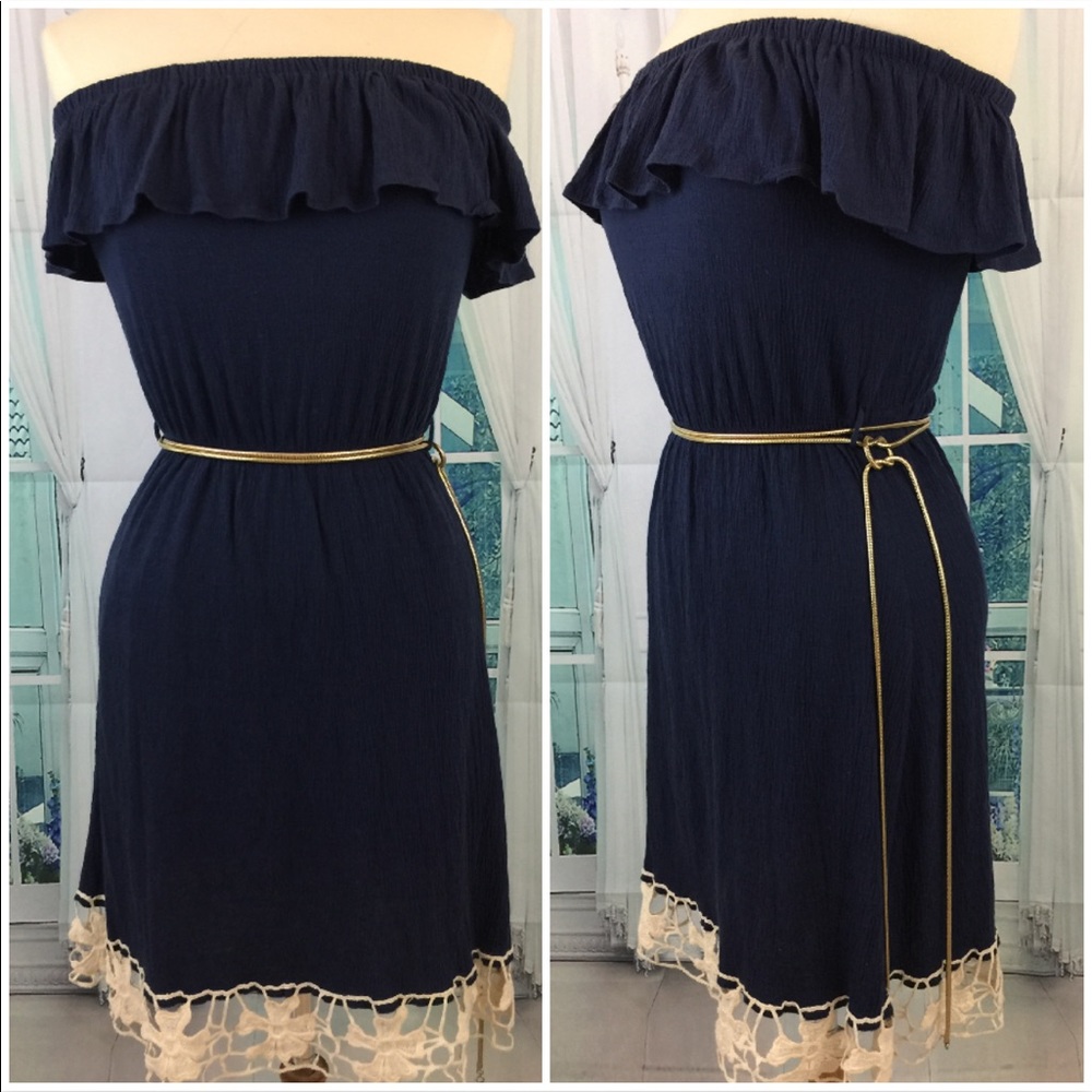 👗Vintage Style Strapless Dress Embroidery Sz M/6