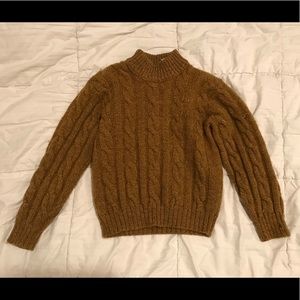 Vintage Mustard Gold Cable Knit Wool Sweater