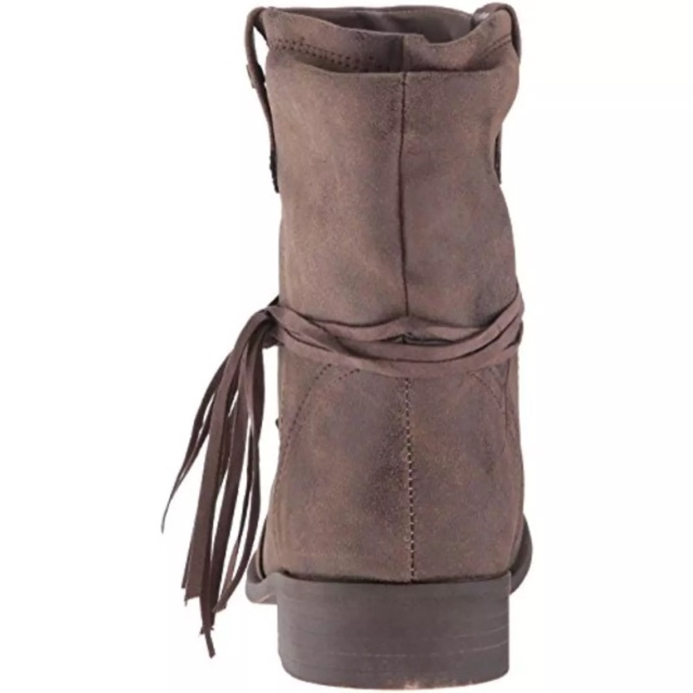 Sugar Imlate Brown Fringe Slouch Ankle Boots 8.5 M - Picture 2 of 6