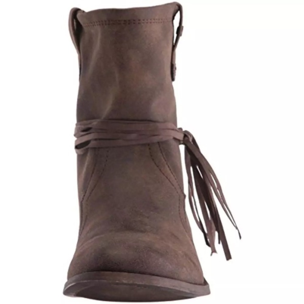 Sugar Imlate Brown Fringe Slouch Ankle Boots 8.5 M - Picture 4 of 6
