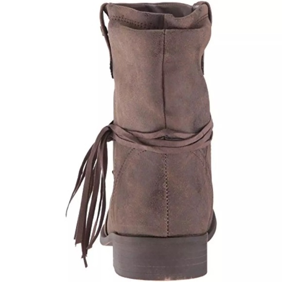 Sugar Imlate Brown Fringe Slouch Ankle Boots 8.5 M - Picture 2 of 6