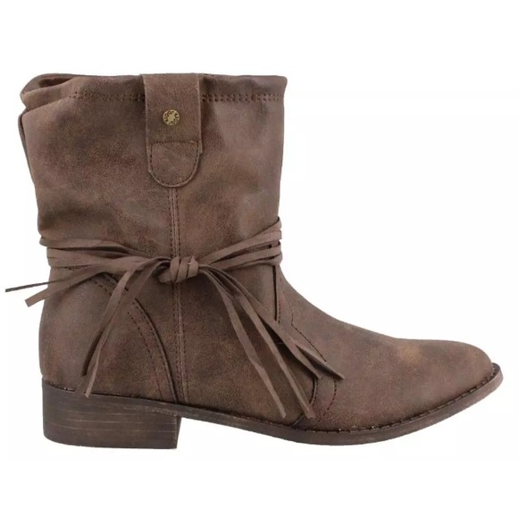 Sugar Imlate Brown Fringe Slouch Ankle Boots 8.5 M - Picture 5 of 6