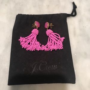 J. Crew Pink Beaded Tassel Earrings