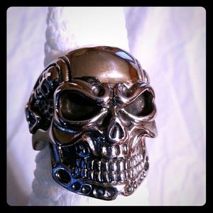 Skull Ring Mens Biker Halloween Lucky 13