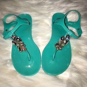 BCBG thong rhinestone sandals