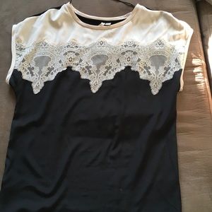 Black and cream lace blouse