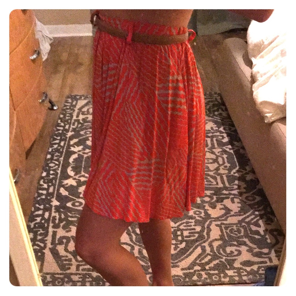Orange and gray high waisted skirt