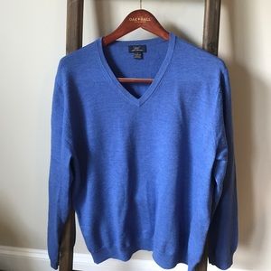 Blue V-Neck Brooks Brothers Merino Wool Sweater