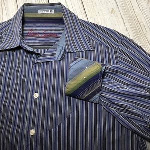 Robert Graham Button Front Flip Cuff Small Stripe