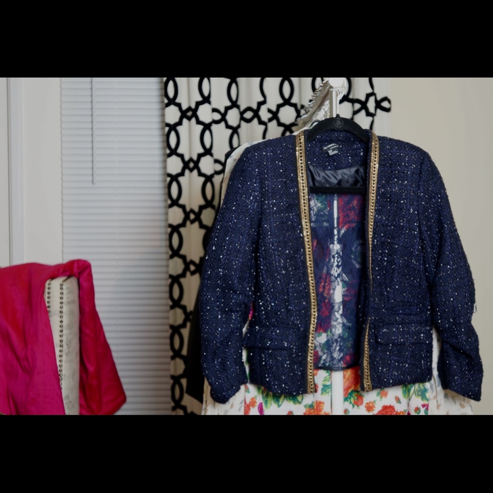 Pink Clove  Blue Blazer w/ Lace Back