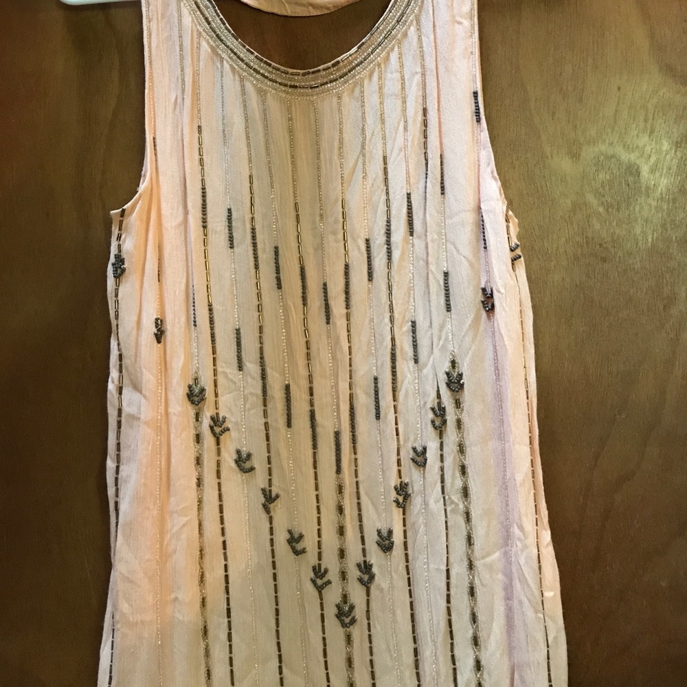 Gatsby style baby pink dress with fine beading