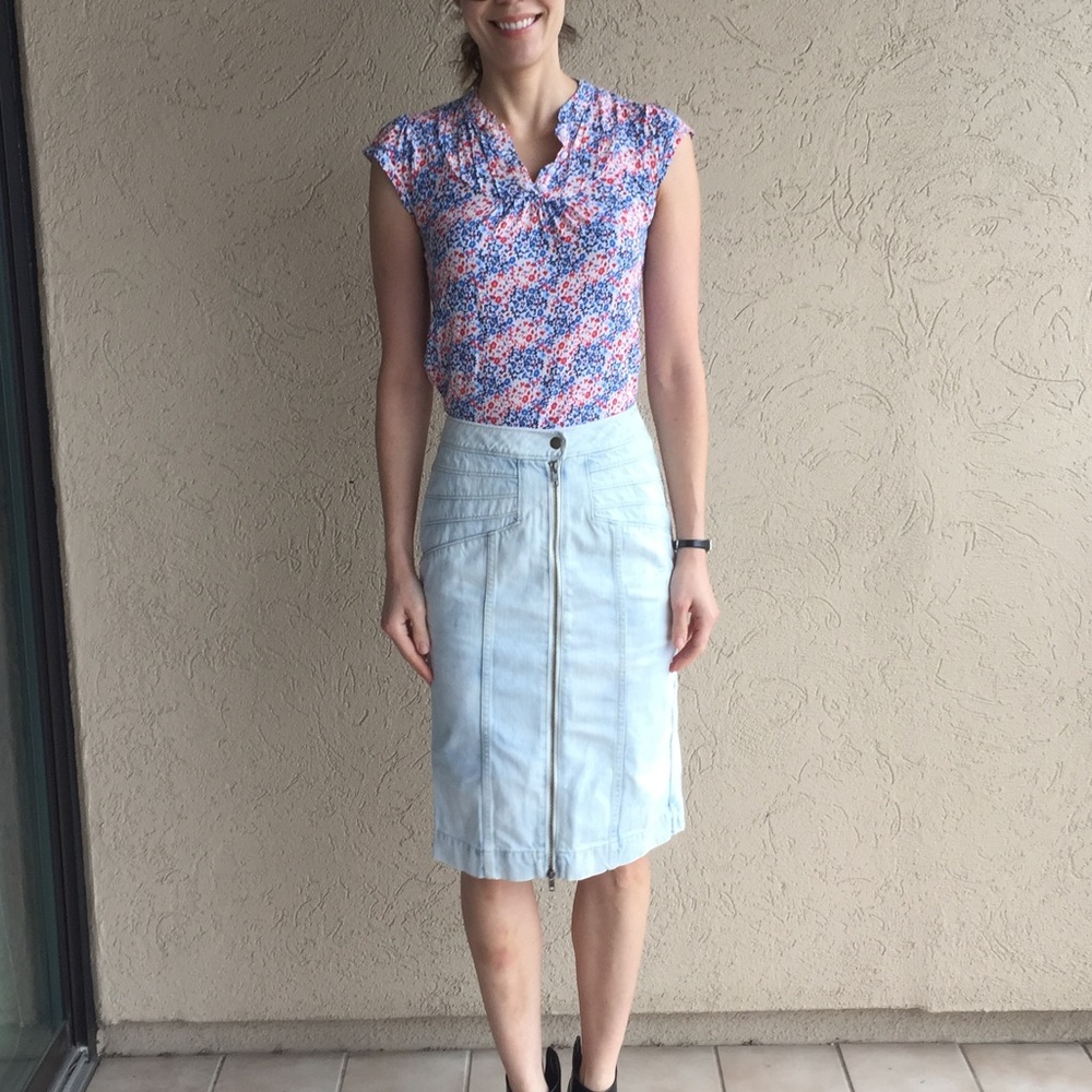 Anthropologie zip front denim skirt