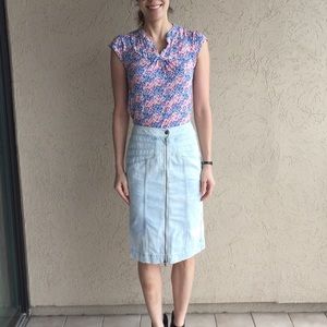 Anthropologie zip front denim skirt