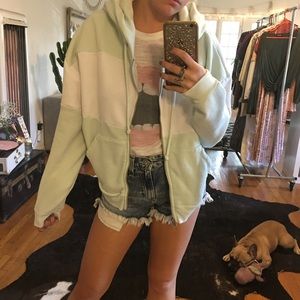 Wildfox Blue & White Striped Zip Hoody - S