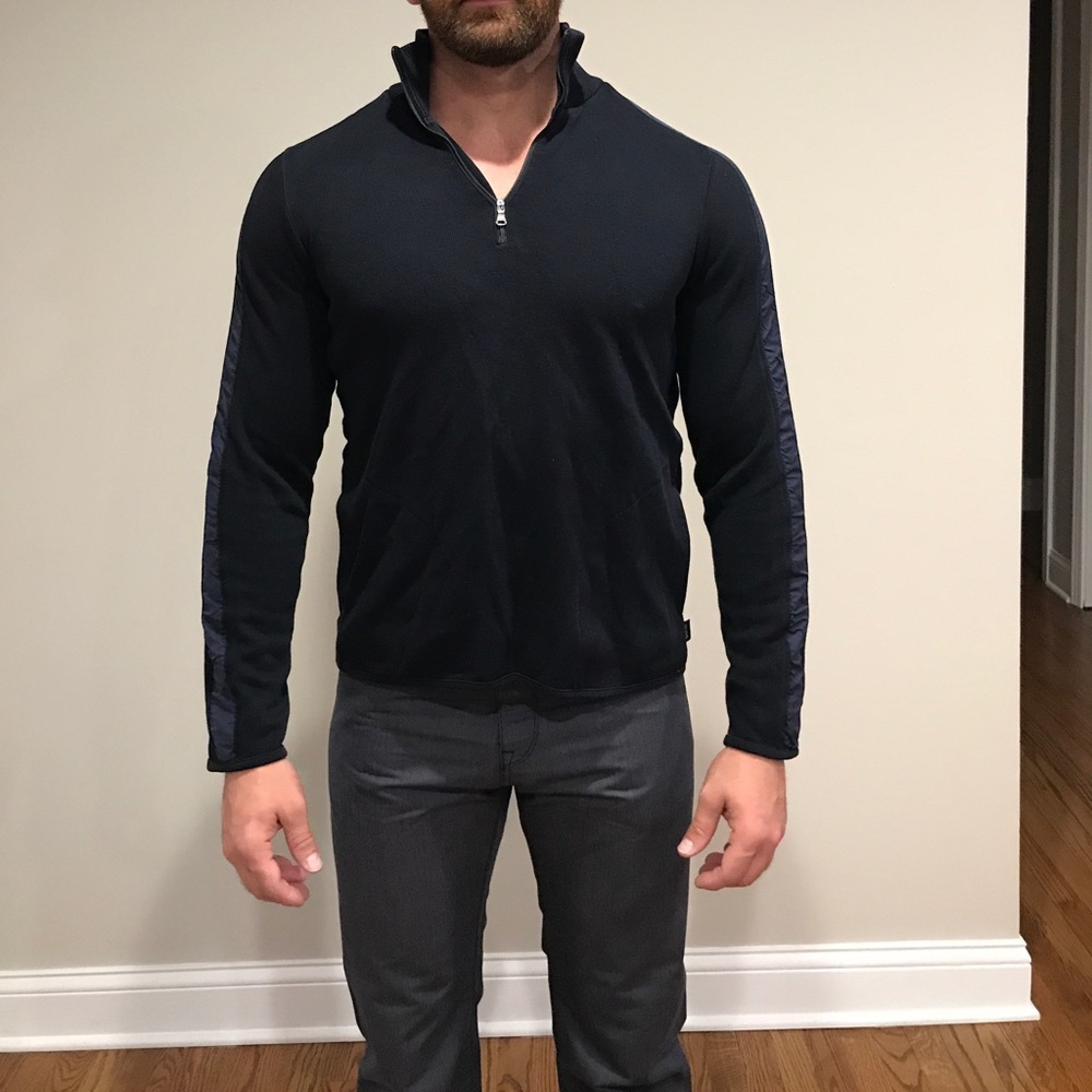 HUGO BOSS MEN’s 1/4 zip pullover navy blue reg fit