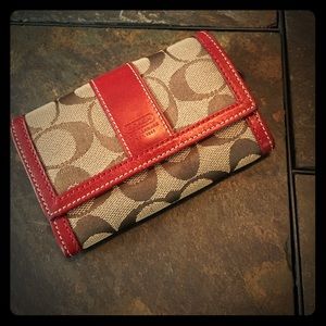 Authentic brown and red Coach wallet