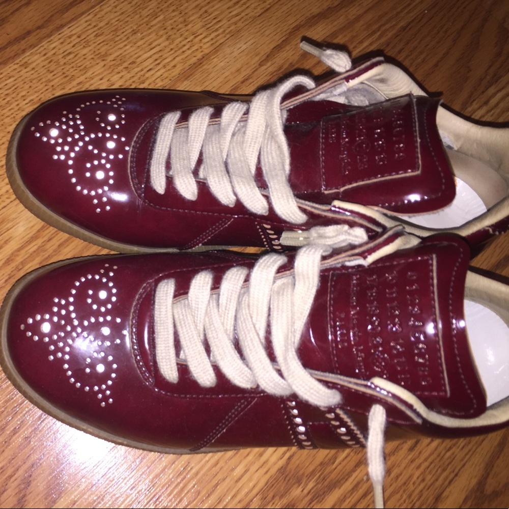 Maison Martin Margiela burgundy red sneakers