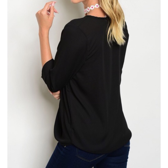 Sexy Plunging V Criss Cross Blouse - Picture 2 of 2