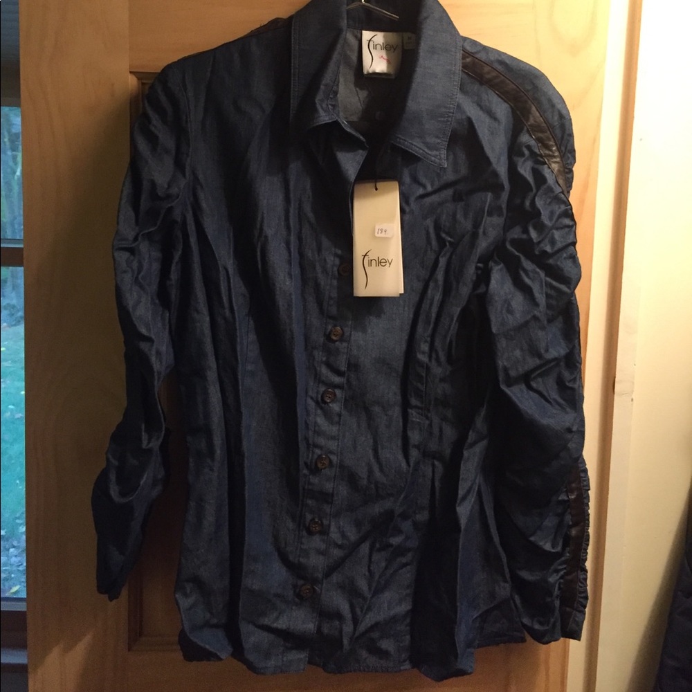 Finley button down shirt with leather trim