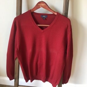 Red V-Neck Brooks Brothers Merino Wool Sweater