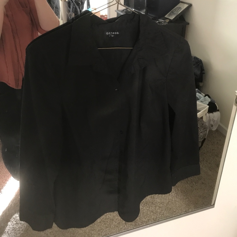 Fitted black womens blouse