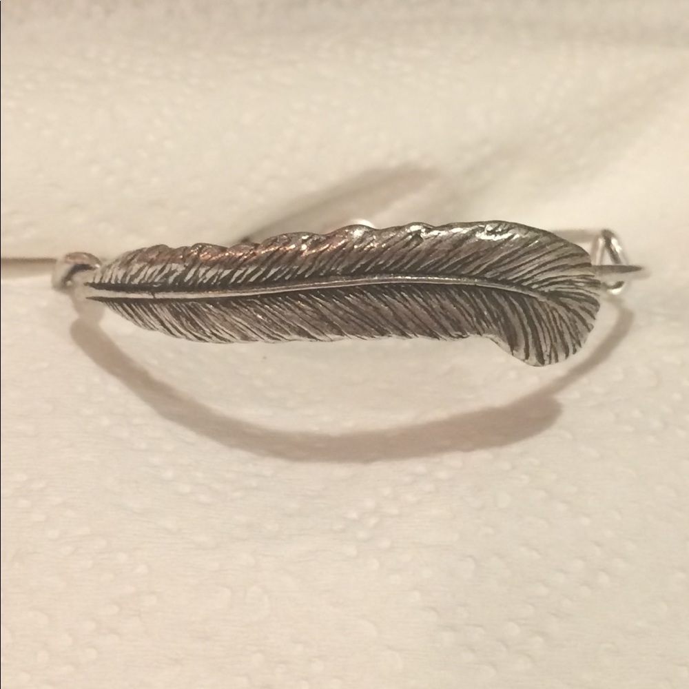 Alex and Ani Silver feather bracelet