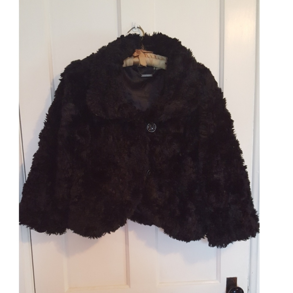 Black faux fur dkny jacket